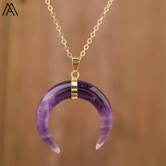 Moon Shape Amethyst Necklace