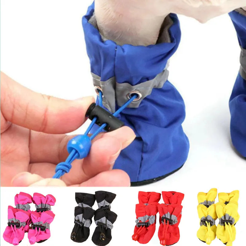 4pcs/Set Waterproof Dog Shoes